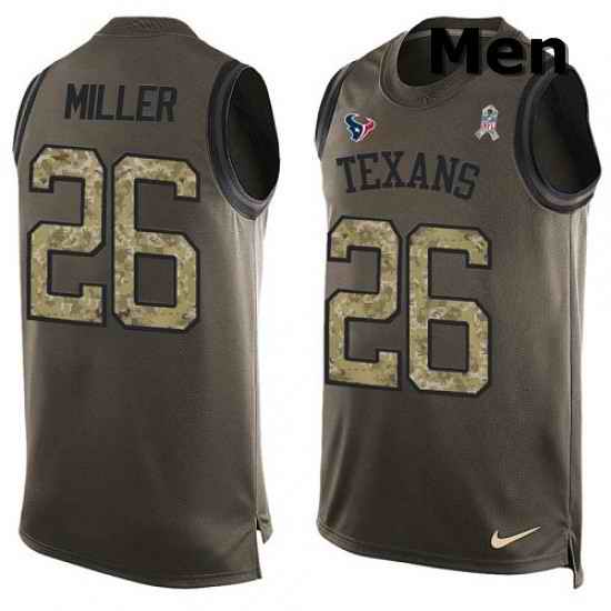 Men Nike Houston Texans 26 Lamar Miller Limited Green Salute to Service Tank Top NFL Jersey